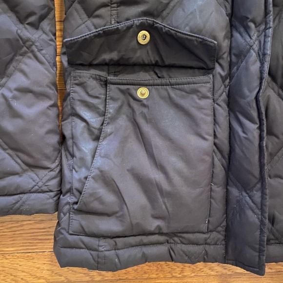 Lands' End Jacket Womens XS Petite Brown Quilted Down Faux Fur Hood Parka Zip - Picture 4 of 14